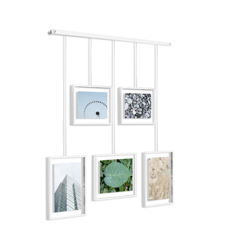 Umbra Exhibit Picture Frame Gallery Set, Adjustable Wall Collage Displays Five Photos (Two 4x6 and Three 5x7), Set of 5, White - Image 4